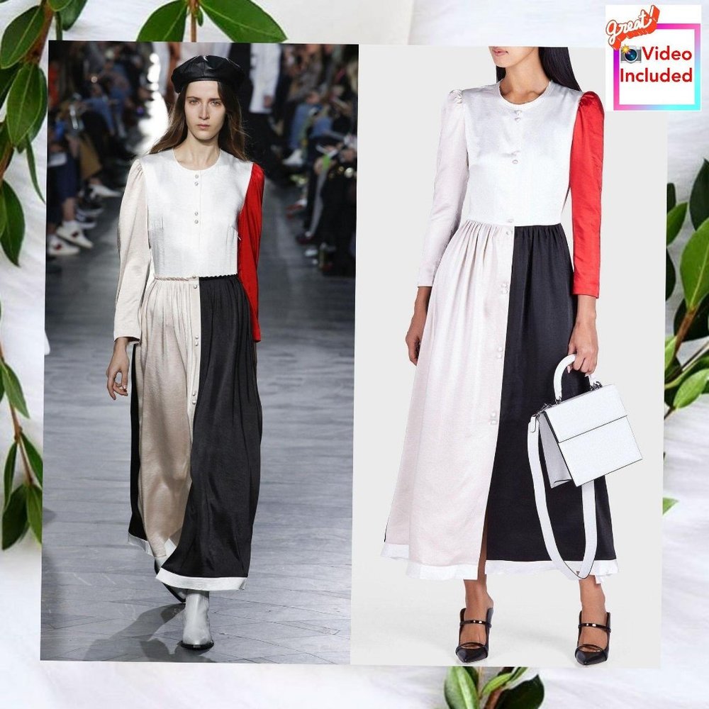 Rejina Pyo Womens Medium Black Red Satin Maxi Dress Patchwork Kaftan NWT $1295